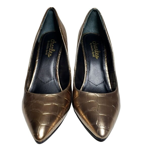 Charles David Womens Maxx Gold Pointed Toe Slip On High Heels Pumps Size 6.5 M - Picture 3 of 12